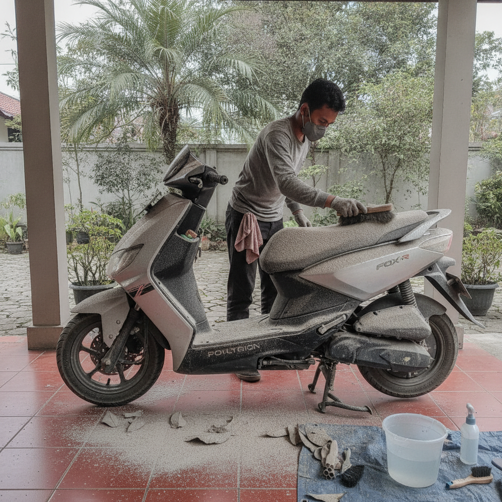 Panduan Aman Membersihkan Motor Listrik dari Paparan Abu Vulkanik